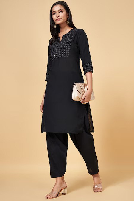 Black Solid Full Length Casual Women Regular Fit Salwar