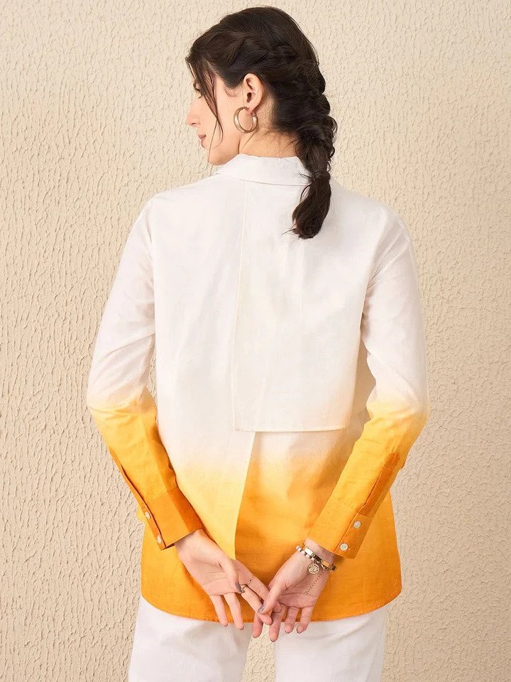 Ombre Panelled Cotton Shirt